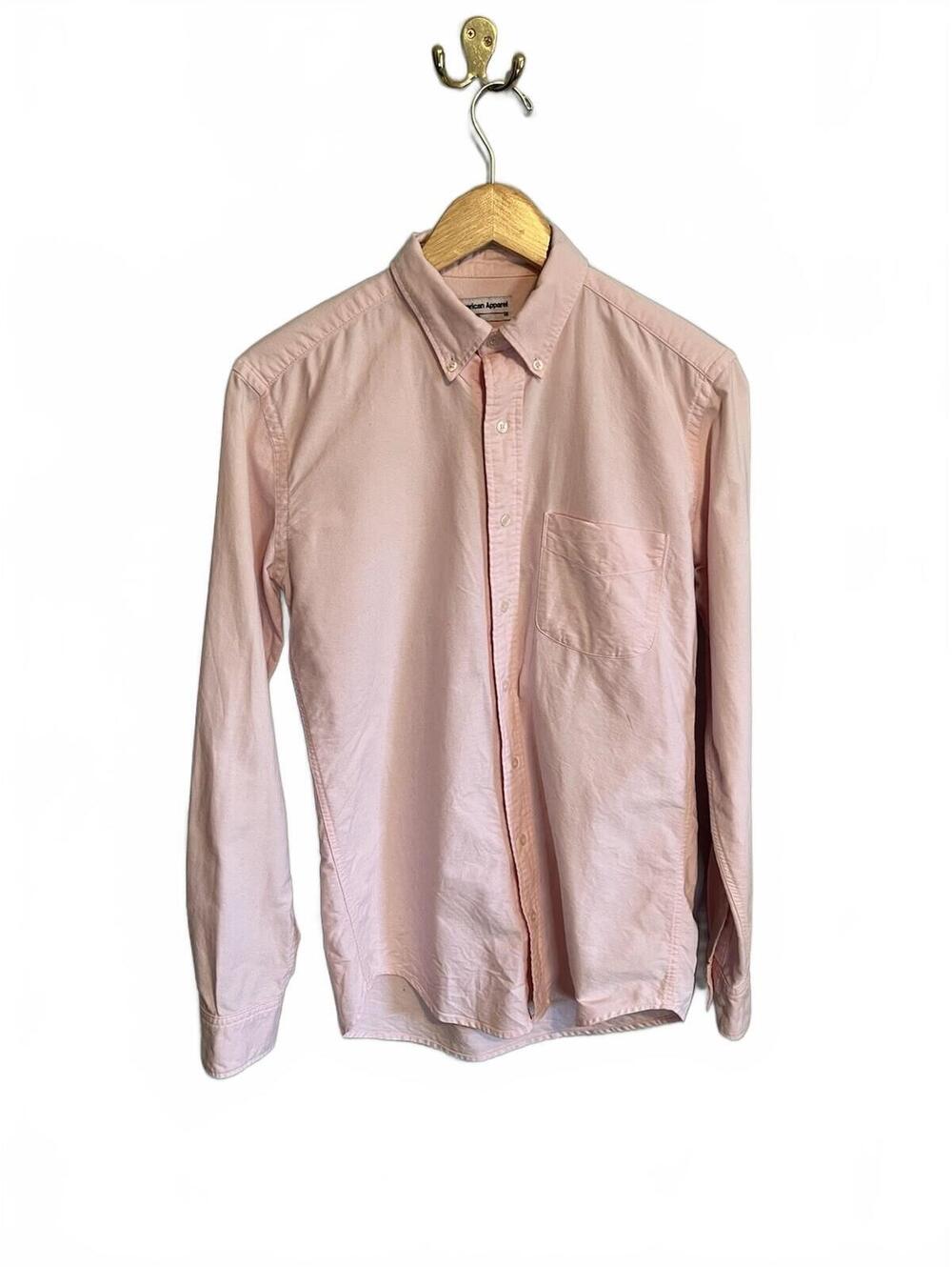 American Apparel Men's Oxford Button Up XS (fits like M) Pink Cotton USA Preppy